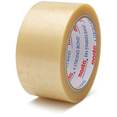 Клейкая лента упаковочная MONTA 220ПВХрезинапрозрачная