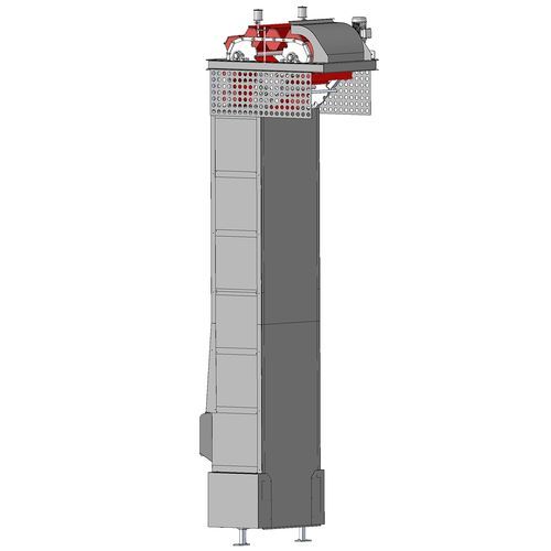 Ковшовый элеватор для пищевой промышленности с ленточной цепью