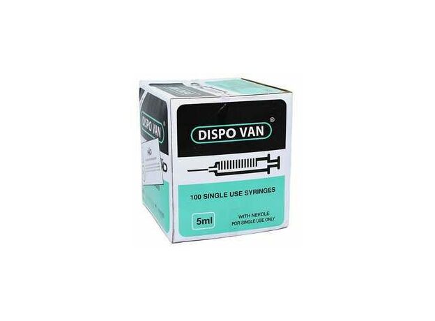 Dispo Van, шприц 5 мл с иглой (1 дюйм x 22/23/24G)