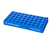 5067-0243- Vial rack, single blue holds 50 standard 12 mm 2 mL vials, stackable.