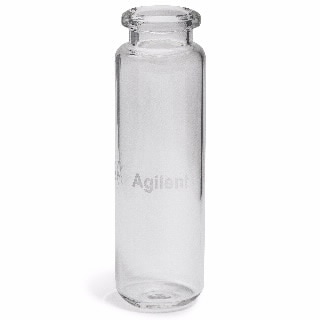 5183-4474- Vial, crimp top, headspace, clear, round bottom, certified, 20 mL, 23 x 75 mm, 100/pk. Vial size: 22.75 x 75 mm (20 mm cap)