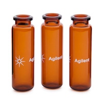 5190-2239- Vial, crimp top, headspace, amber, round bottom, certified, 20 mL, 23 x 75 mm, 100/pk. Vial size: 22.75 x 75 mm (20 mm cap)