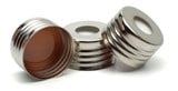 5190-3986- Caps/septa, screw, headspace, steel, high temperature septa, certified, 18 mm, 100/pk. Cap size: 18 mm