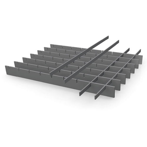 Metal grating pressed