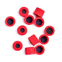 8010-0069- Obsolete. Cap, screw, 8 mm, red, PTFE/butyl septa, 100/pk No replacement.