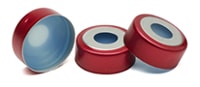 8010-0420- Caps/septa, crimp, headspace, 20 mm, bimetal magnetic, PTFE/silicone septa, 100/pk. Cap size: 20 mm