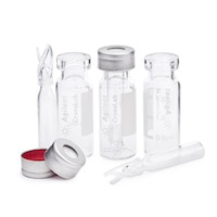 8010-0568- Obsolete. Vial kit. Includes vial, crimp top, 2 mL, 11 mm, clear, write-on spot, 300 µL insert, conical with feet, silver aluminum cap, pre-slit PTFE/silicone septum, 100/pk No replacement.