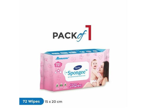 Детские влажные салфетки Dignity Spongee, 150x200 мм, 72 салфетки в упаковке