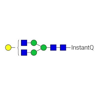 AdvanceBio InstantQ G1 / A2G1 N-glycan standard (formerly ProZyme). N-glycan (asialo-, mono-galactosylated biantennary complex N-glycan) labeled with InstantQ for use as a qualitative standard with the Gly-Q Glycan Analysis System. Alternative glycan names: G1, G1-F, A2G(4)1, A2G1, NA2G1.