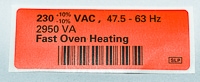 G1530-90926- 230 V. 2950 VA label, used with series 6890 and 7890 gas chromatography systems