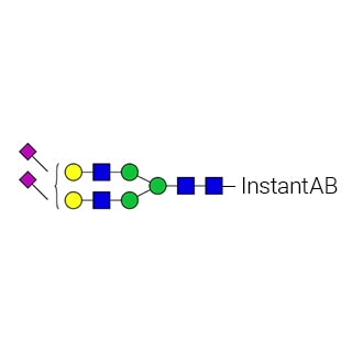 GKIB-312- AdvanceBio InstantAB G2S2 α(2,6) / A2G2S(6)2 N-glycan standard (formerly ProZyme). N-glycan (di-sialylated, galactosylated biantennary complex glycan), labeled with InstantAB, for use as a qualitative standard in applications such as liquid chromatography (LC). Alternative glycan names: A2, G2S2, A2G2S2, A2G(4)2S(6)2.
