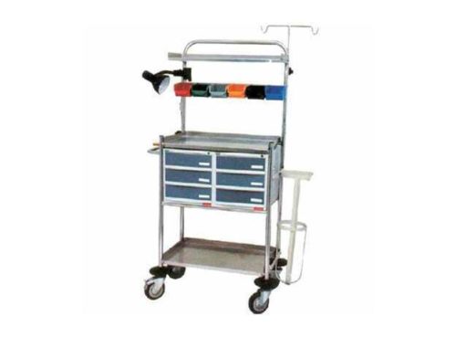 11 Enterprises Silver Crash Cart Trolley, 6 Drawers