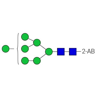 GKSB-105- AdvanceBio 2-AB Man7/M7 Стандарт N-гликанов (ранее ProZyme). N-гликан (олигоманноза 7), меченный 2-аминобензамидом (2-AB), для использования в качестве качественного стандарта в таких приложениях, как жидкостная хроматография (ЖХ).