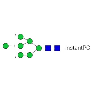 GKPC-105- AdvanceBio InstantPC Man7 / M7 N-glycan standard (formerly ProZyme). N-glycan (oligomannose 7) labeled with InstantPC, for use as a qualitative standard in applications such as liquid chromatography (LC) and mass spectrometry (MS).