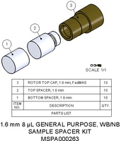 MSPA000263 — Комплект прокладок для образцов, 1,6 мм, 8 мкл. Содержит 10 наборов нижних и верхних прокладок из ПХТФЭ и 10 колпачков Торлон.