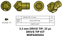 MSPA005054- Drive Tip Kit, 3.2 mm, 22 µL, Contains 10 x torlon drive tips