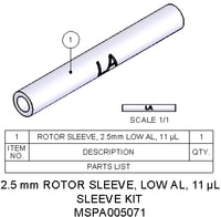 MSPA005071- Rotor Sleeve, 2.5 mm, 11 µL, Low Al, Rotor sleeve manufactured from a low Al form of zirconia.