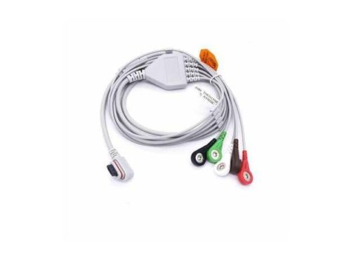 Совместимый кабель холтеровского мониторирования GE Seer Light Цельный, 5 или 10 отведений, кабель GE 24-часового динамического холтеровского мониторирования, 5 или 10 отведений, защелкивающийся конец, использование AHA