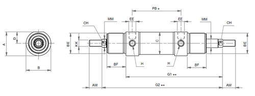 Пневматический цилиндр JDMPдвойной штокдвойного действиянержавеющая сталь
