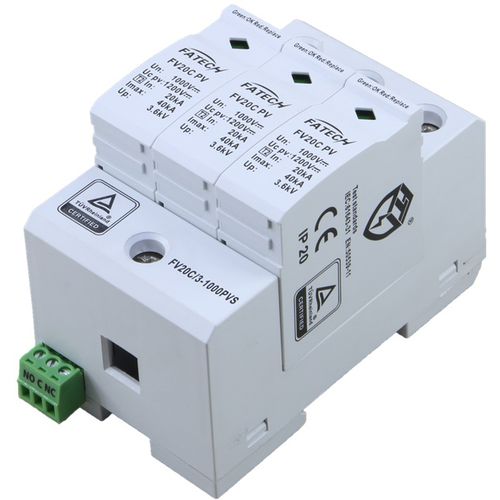 Разрядник для защиты от перенапряжений класса II FV20C/3-1000PVSдля фотогальванических установокс индикацией неисправности3-полюсный