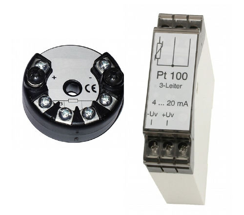 DIN rail mount temperature transmitter RT420probe head-mountedPt1004-wire