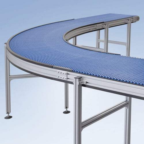 Modular belt conveyor KMF-P 2040curvedinclinedstraight