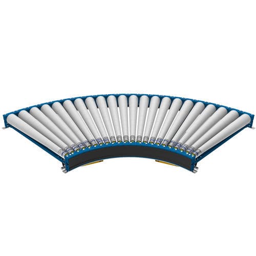 Конвейер приводной роликовый горизонтальныйизогнутыйдля ящиков