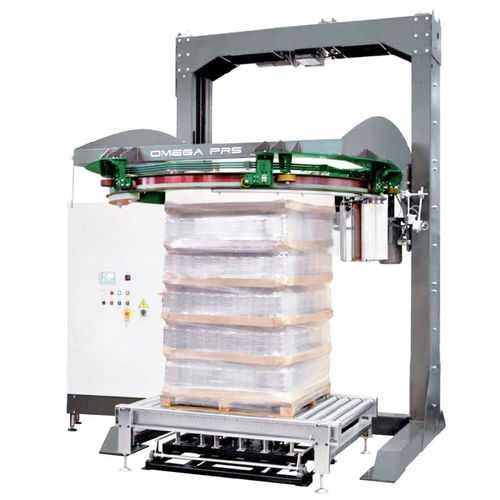 Упаковщик в стретч-пленку с вращающимся кольцом RONDA OMEGAавтоматическаяпаллетсо свободным роликовым конвейером