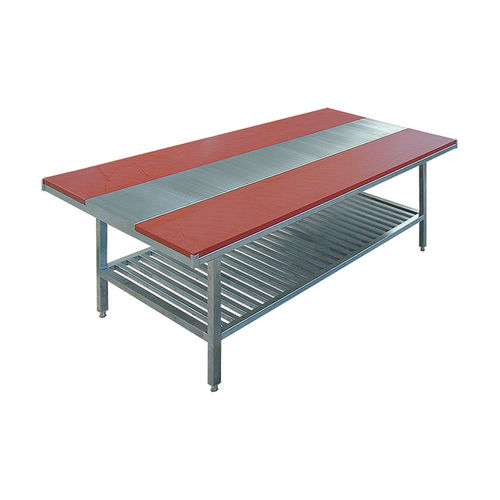 Stainless steel working table for the food industry