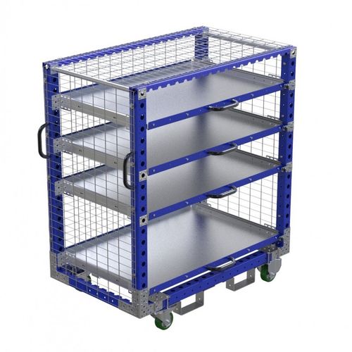 Тележка погрузочно-разгрузочная Q-100-0508металлическая проволочная полкас поворотными роликами
