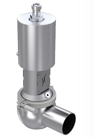 Valve with membrane SDpneumaticshut-offfor liquid food products and beverages