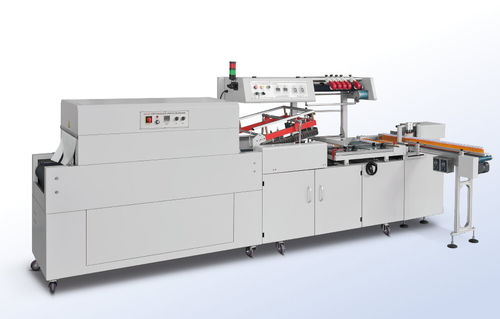 Автоматическая машина для упаковки в термоусадочную пленку FP-400LB+SH-450Cбутылкас термоусадочным туннелемсо запечатывающей планкой