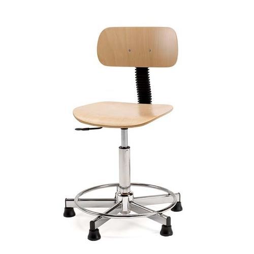 Лабораторный вращающийся стул 81для рабочих местс деревянным сиденьем и деревянной спинкой