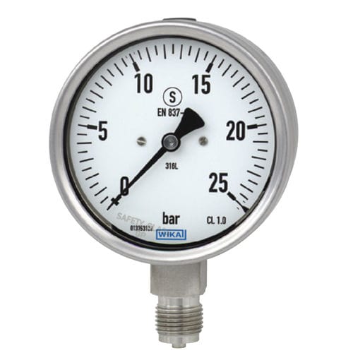 Аналоговый манометр 232.30, 233.30 с резьбой из нержавеющей стали с жидкостной трубкой Бурдона