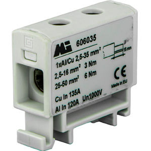 Клеммная колодка для монтажа на DIN-рейку серии 606035винтовые соединения, проходное питание