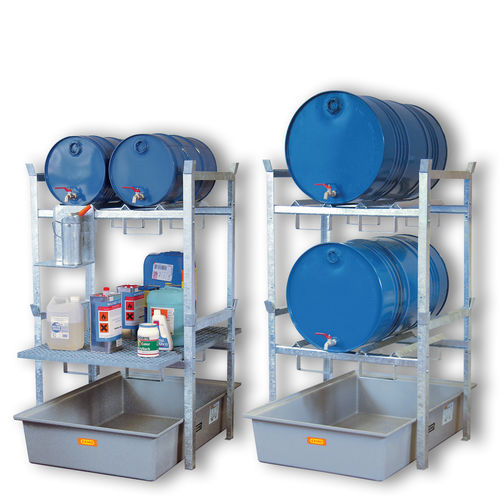 Складской стеллаж 400для средней загрузкидля бочек со накопительной цистернойсталь