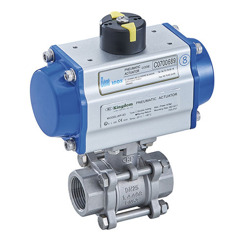 Кран шаровой серии 50070 пневматический с внутренней резьбой, трехсекционный