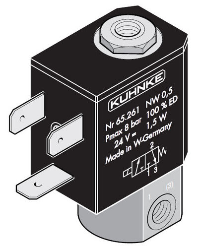 Пневматический распределитель с электромагнитным управлением макс. 2 мм | 65 серия2/2-ходовой