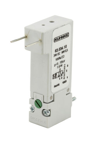 Пневматический распределитель с электромагнитным управлением 10 мм, 0–10 бар | Серия 63.03/2-ходовой