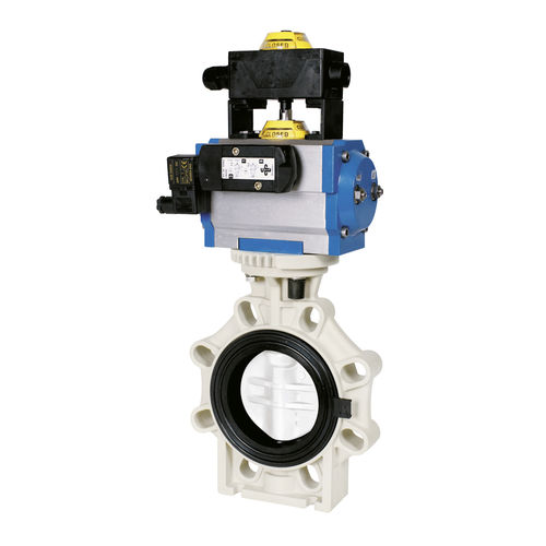 Butterfly valve K4pneumatically-operatedflangePVDF