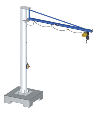 Подъем стрелы колонны краном