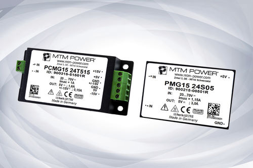 Encapsulated DC/DC converter module PMG15 24 series insulatedwide input range