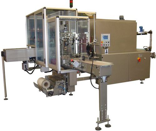 Автоматическая машина для упаковки в термоусадочную пленку HS90-2Fс термоусадочным туннелем