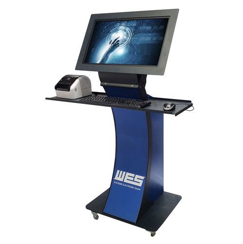 Kiosk operator terminal EASY-PC-STAND-AKKUmultitouch screenwith keyboardmobile
