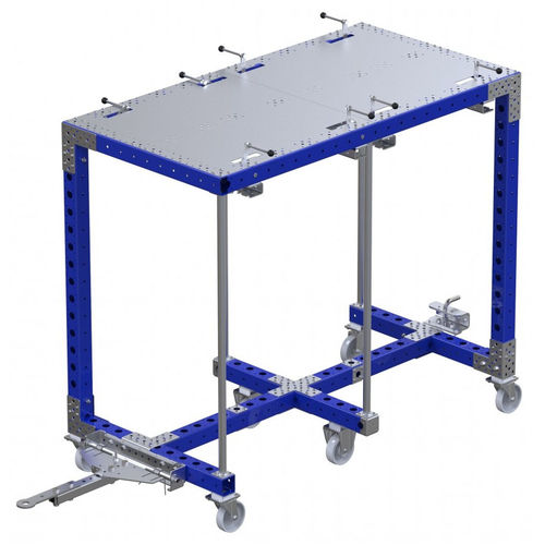 Тележка для уборки Q-100-0089металлическаяполкашестиколесная