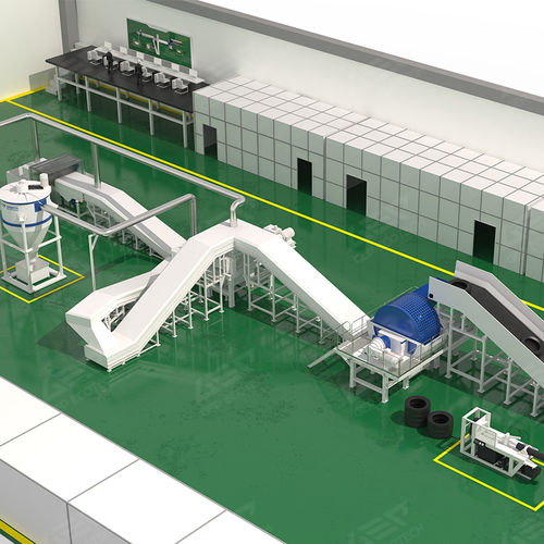 Waste tire recycling plant with pelletizingcrushing