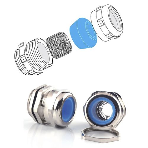 Кабельный ввод из никелированной латуни BL-M12×1,5-8ЭМСнержавеющая стальIP68ЭМС-экранированный