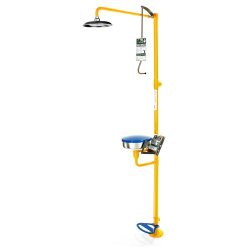 Аварийный душ напольный 6011FULсо станцией для промывки глаз и лицасо станцией для промывания глаздля опасных сред