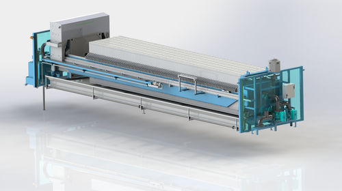 Фильтр-пресс пластинчатый и рамный KFP 400 - 2000 с боковой балкойдля очистки сточных воддля осадка