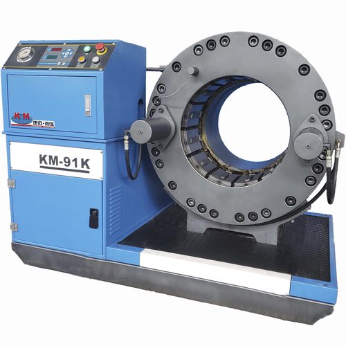 Машина для обжима шлангов КМ-91Кполуавтоматическаягидравлическая с управлением от ПЛК